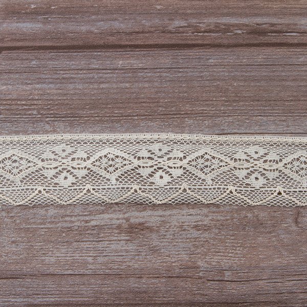 Мерсеризованное хлопковое кружево, 45 мм, шампань. Арт 2173/72