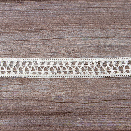 Мерсеризованное хлопковое кружево, 30 мм, цвет шампань. Арт 1154/72                 
