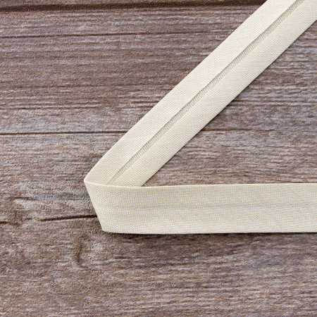 Косая бейка хлопок, 20 мм, 20 м, цвет 63, цвет бежевый. Арт 6570-20мм-63