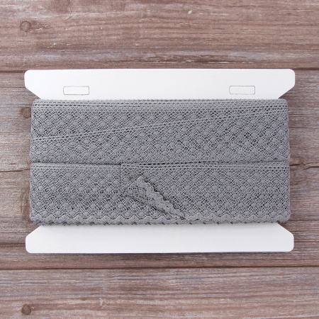 Мерсеризованное хлопковое кружево, 50 мм, цвет серый. Арт 2040/W3