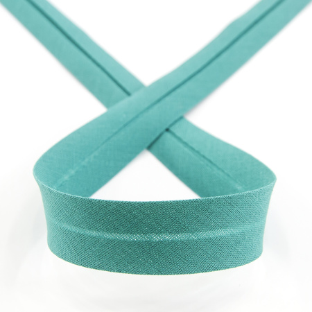 Косая бейка хлопок/полиэстер 20 мм, 25 м, цвет 76, цвет зеленой патины. Арт 6120-20мм-76            