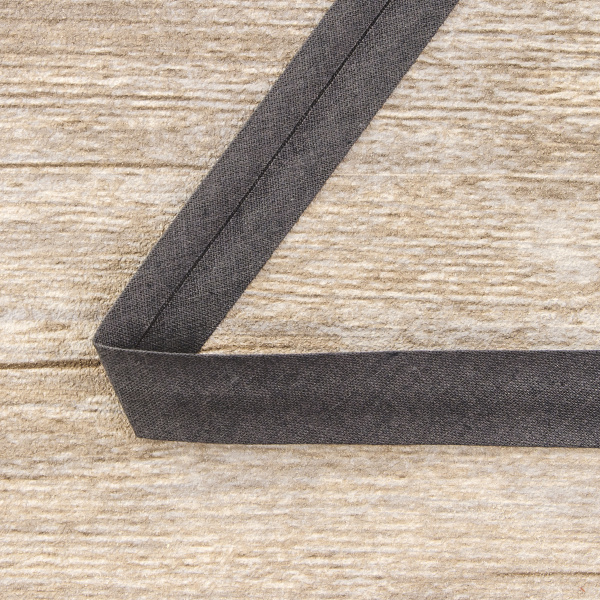 Косая бейка хлопок/полиэстер, 18 мм, 25 м, цвет 91, мокрый асфальт. Арт 6120-18мм-91