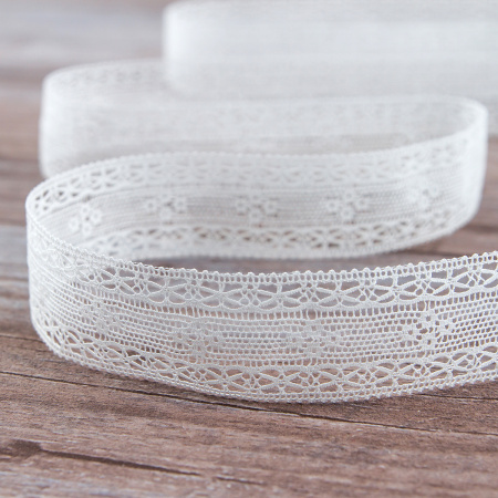 Мерсеризованное хлопковое кружево, 30 мм, цвет белый. Арт 3120/01                 