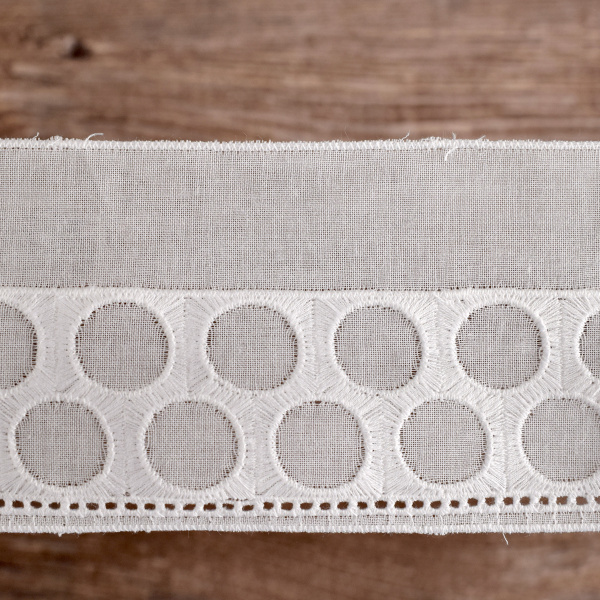 Шитье-вышивка на батисте, прошва, 55 мм, цвет белый. Арт 37249/B