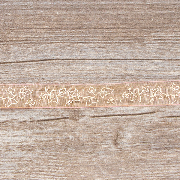 Лента органза с рисунком SAFISA, 15 мм, 15 м, цвет розовый. Арт 25204-15                