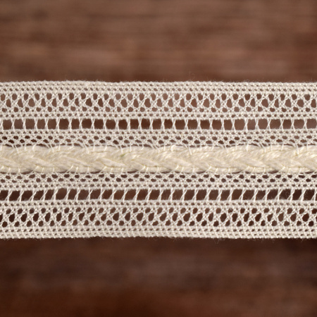 Мерсеризованное хлопковое кружево, 26 мм, цвет шампань. Арт 2178/72
