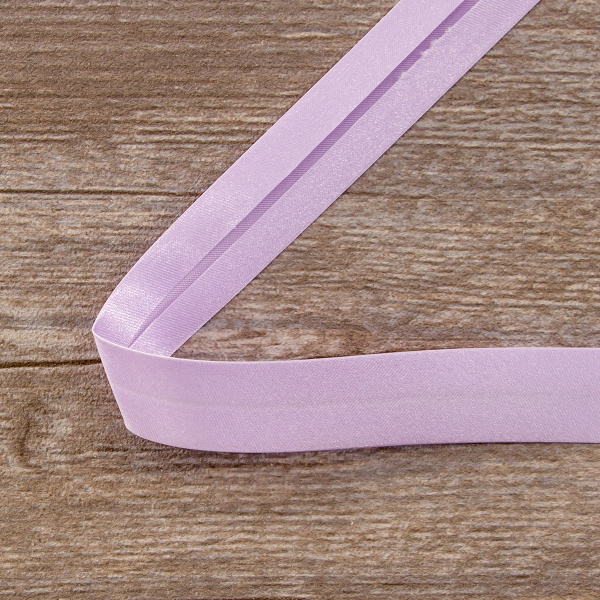 Косая бейка атласная 20 мм, 25 м, цвет 141, бледно-розовый. Арт 6260-20мм-141