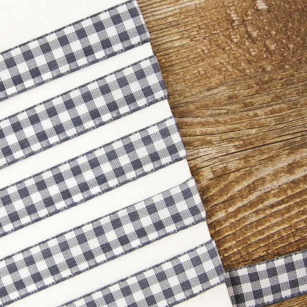 Лента с рисунком клетка SAFISA, 16(18) мм, 25 м, цвет 68, серый. Арт 469-16мм-68             