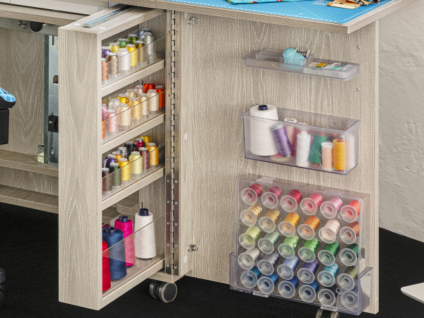 Стол раскладной для швейной машины с раскройным местом DUO, серый дуб. Арт TLM.GXL.P-G001