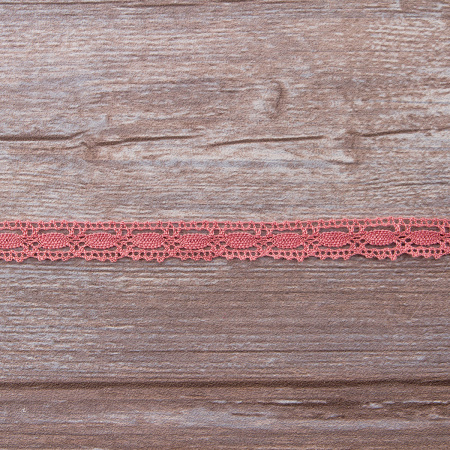Мерсеризованное хлопковое кружево, 15 мм, цвет серо-розовый. Арт 1798/F3                 