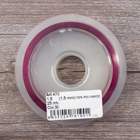 Шнур атласный SAFISA 1,5 мм, 25 м, цвет 30, бордо. Арт 470-30                  