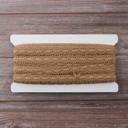 Мерсеризованное хлопковое кружево, 15 мм, цвет бежевый. Арт 1798/T3