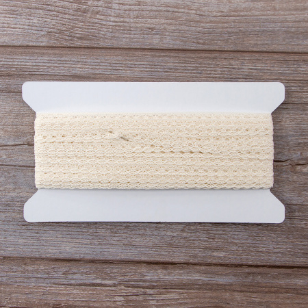 Мерсеризованное хлопковое кружево, 10 мм, цвет шампань. Арт 3513/72