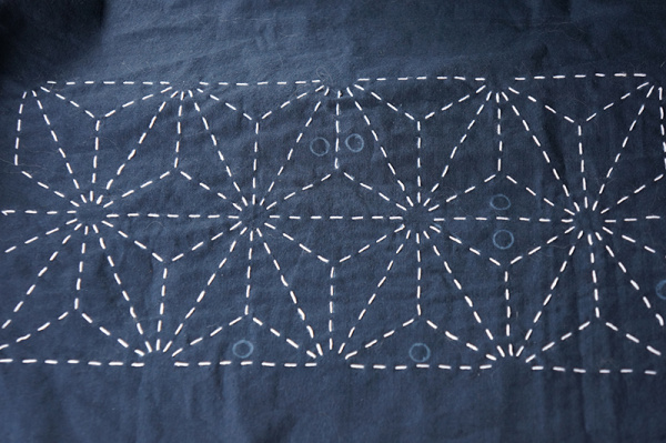 Шаблон для вышивки сашико "лист конопли". Арт ERS.006