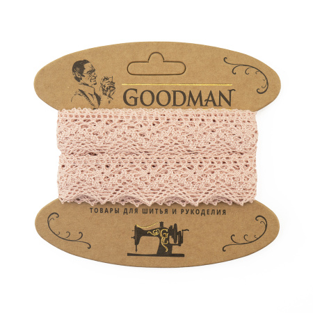 Кружево плетеное, 25 мм, цвет розовый, 100% хлопок, 5 м. Арт K-5003-268