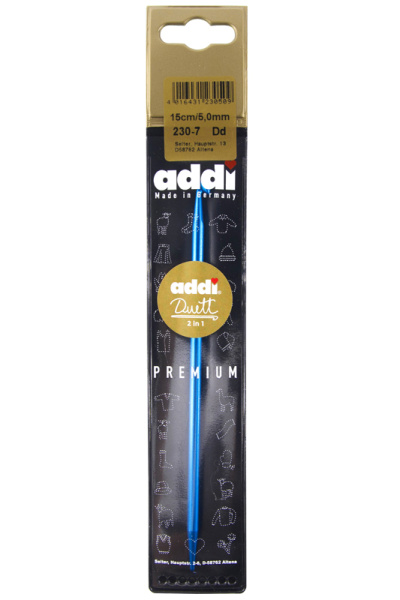 Крючок, вязальный, алюминий addiDuett №5, 15 см. Арт 230-7/5-15