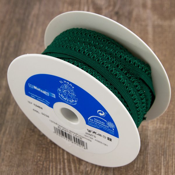 Резинка отделочная ажурная, цвет зеленый. Арт 12404/5038