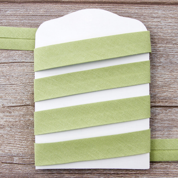 Косая бейка хлопок/полиэстер 20 мм, 25 м, цвет 123, светло-оливковый. Арт 6120-20мм-123           