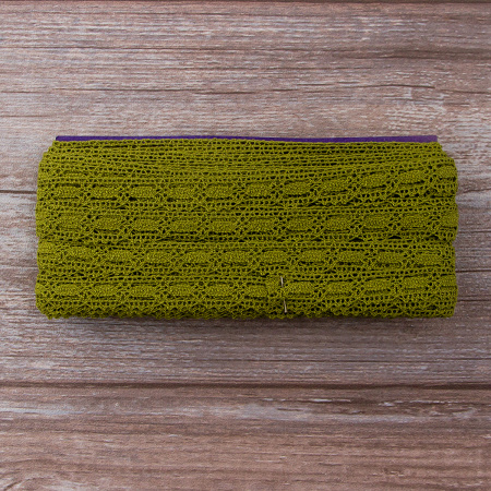 Мерсеризованное хлопковое кружево, 15 мм, цвет оливковый. Арт 1798/61                 