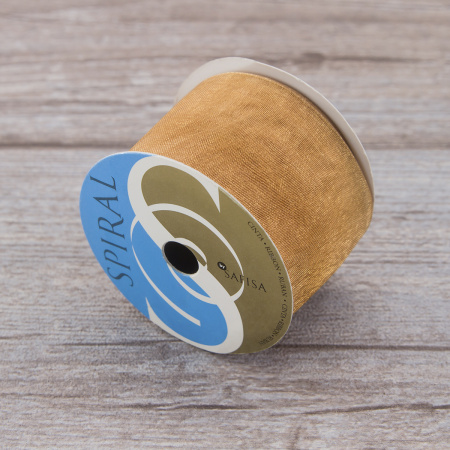 Лента органза SAFISA мини-рулон, 39 мм, 2 м, цвет 54 бежево- золотистый. Арт P00520-39мм-54          