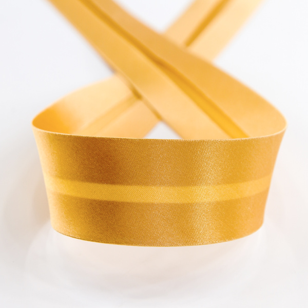 Косая бейка атласная 30 мм, 25 м, цвет 54, бежево-золотистый. Арт 6260-30мм-54            