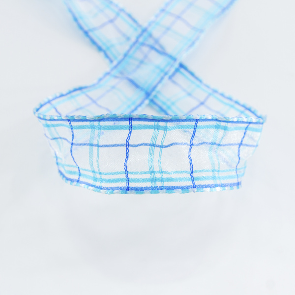 Лента органза с рисунком с проволокой по краю SAFISA, 25 мм, 15 м, цвет 16. Арт 25308-25мм-16