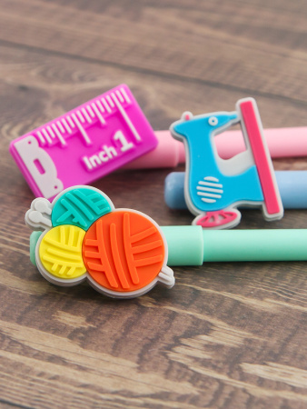 Ручки гелевые 0,5 мм, 3 швейных дизайна, цвет чернил черный. Арт N4377/1