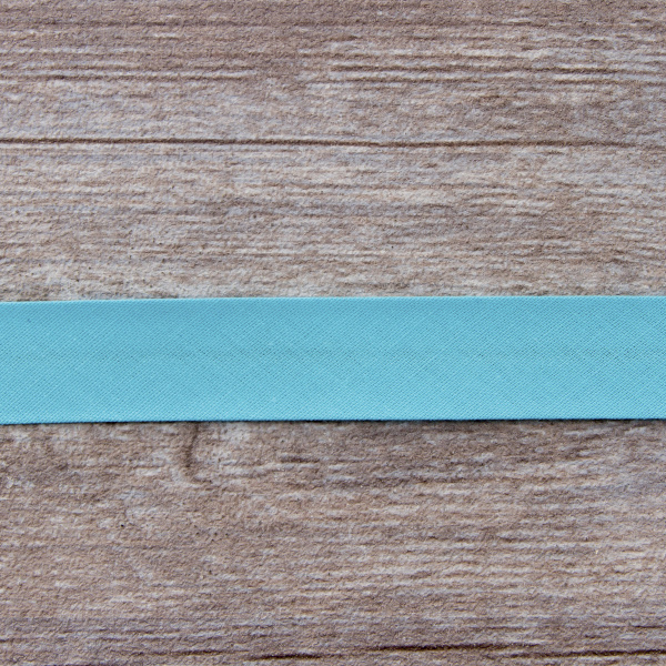 Косая бейка хлопок/полиэстер 20 мм, 25 м, цвет 131, светло-бирюзовый. Арт 6120-20мм-131           