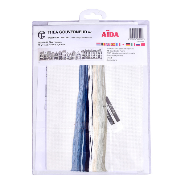 Набор для вышивания "Дома в стиле Delft Blue", канва Aida 18 ct. Арт 552A