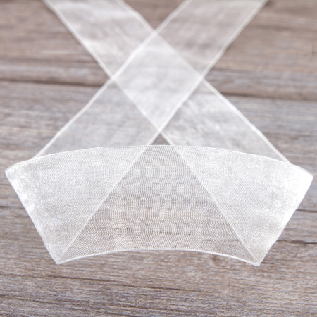 Лента органза SAFISA мини-рулон, 39 мм, 2 м, цвет 02, белый. Арт P00520-39мм-02          