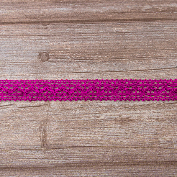 Мерсеризованное хлопковое кружево, 20 мм, цвет цикламеновый. Арт 3037/25                 