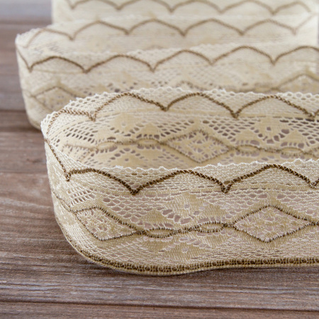 Мерсеризованное хлопковое кружево, 45 мм, экрю. Арт 2173/02