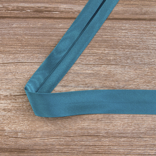 Косая бейка атласная 30 мм, 25 м, цвет 55, малахит. Арт 6260-30мм-55            