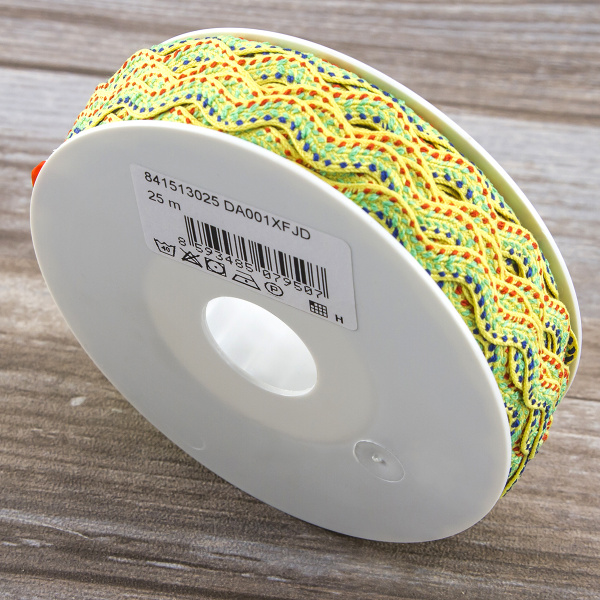 Тесьма PEGA тип вьюнчик, салатовый с орнаментом, 11,5 мм. Арт 841513025DA001         