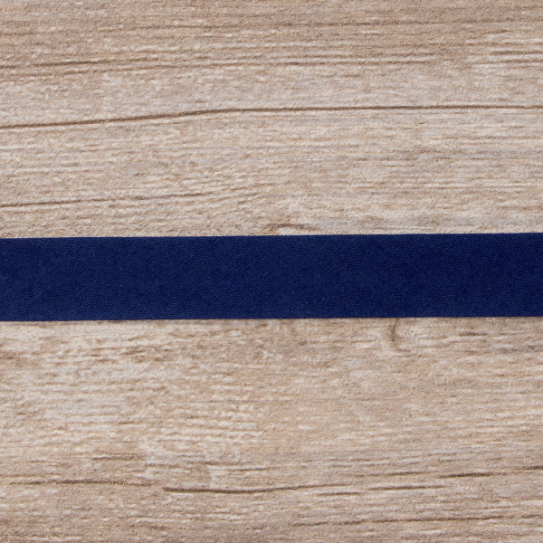 Косая бейка хлопок/полиэстер 20 мм, 25 м, цвет 15, темно-синий. Арт 6120-20мм-15            