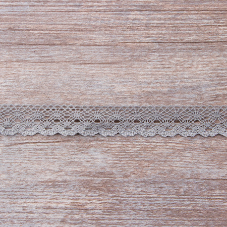 Мерсеризованное хлопковое кружево, 20 мм, цвет серый. Арт 2019/W3