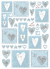Карта для декупажа "Голубые сердечки". Арт DFG370                  