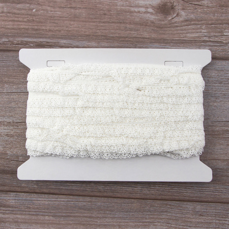 Кружево мерсеризованное эластичное, 13 мм, цвет белый. Арт E041/01                 