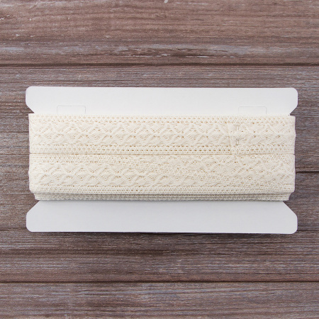 Мерсеризованное хлопковое кружево, 30 мм, цвет шампань. Арт 2026/72