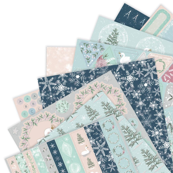 Набор для скрап-проектов "THE ENCHANTED SWAN" с высеченными элементами и бумагой. Арт PMA160281