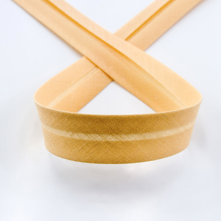 Косая бейка хлопок/полиэстер 20 мм, 25 м, цвет 21, персиковый айвори. Арт 6120-20мм-21            