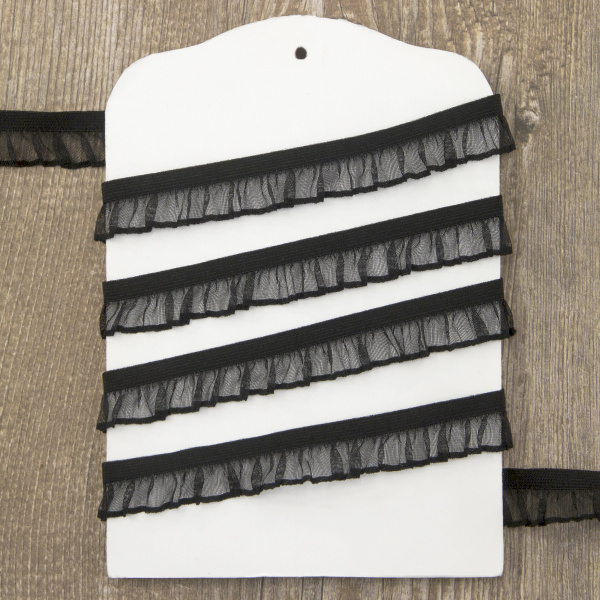 Рюш эластичный PEGA, цвет черный, 14 мм. Арт 821614414H7001          