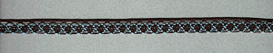 Мерсеризованное хлопковое кружево, 13 мм, цвет коричневый со светло-голубым
