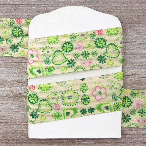 Лента репсовая SAFISA с рисунком, 39 мм, 15 м, цвет 01, белый. Арт 25311-39мм-01