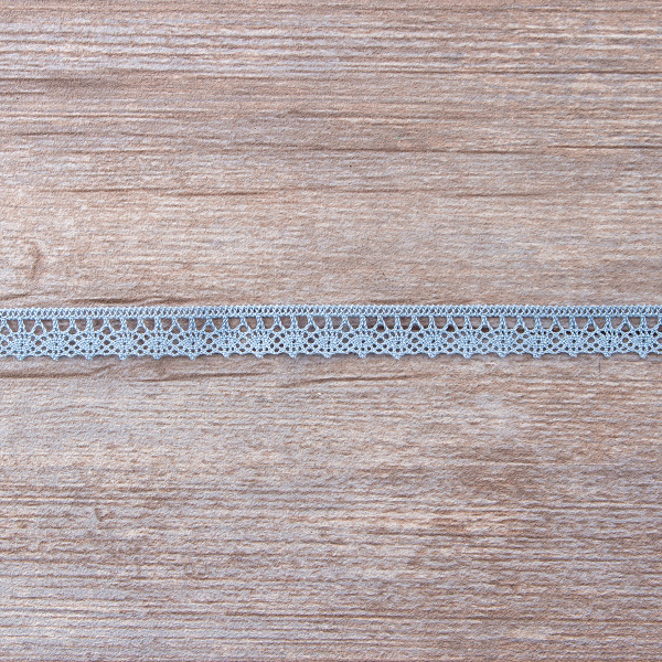 Мерсеризованное хлопковое кружево, 12 мм, цвет темно-голубой. Арт 3267/F4                 