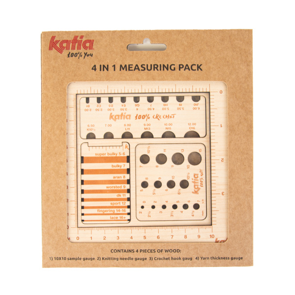 Измеритель спиц, крючков и пряжи со счетной рамкой 4-в-1, деревянный. Арт 7459