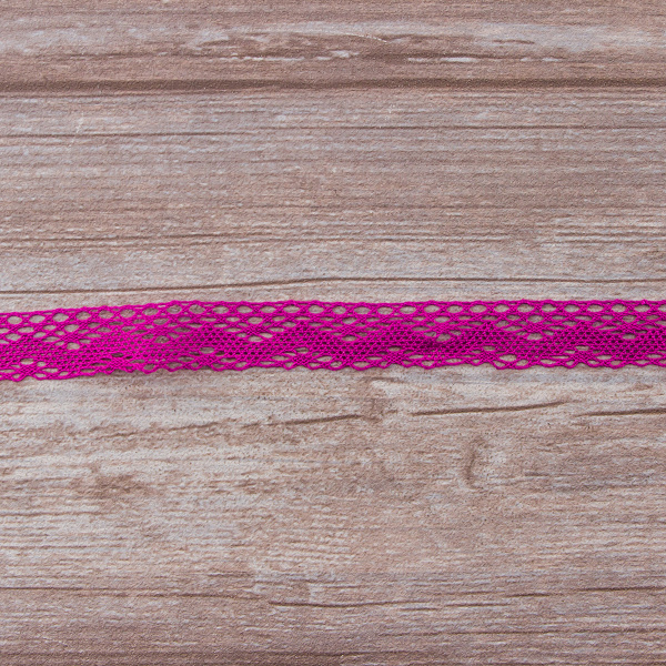 Мерсеризованное хлопковое кружево, 20 мм, цвет цикламеновый. Арт 1796/25