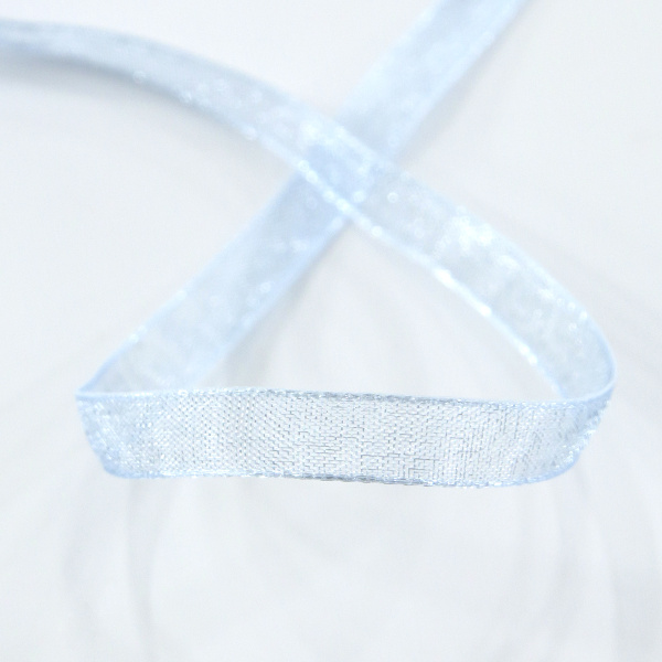 Лента органза SAFISA мини-рулон, 7 мм, 4,5 м, цвет 04, голубой светлый. Арт P00520-7мм-04           
