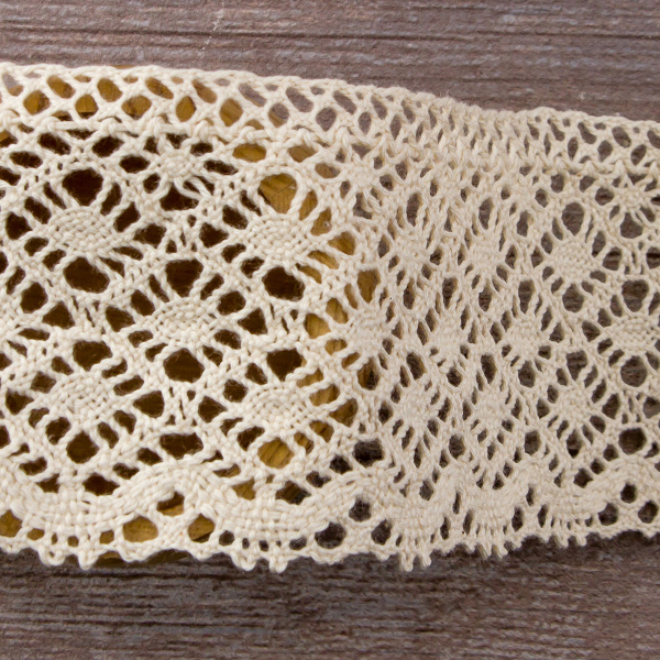 Мерсеризованное хлопковое кружево, 80 мм, цвет экрю. Арт 2231/58