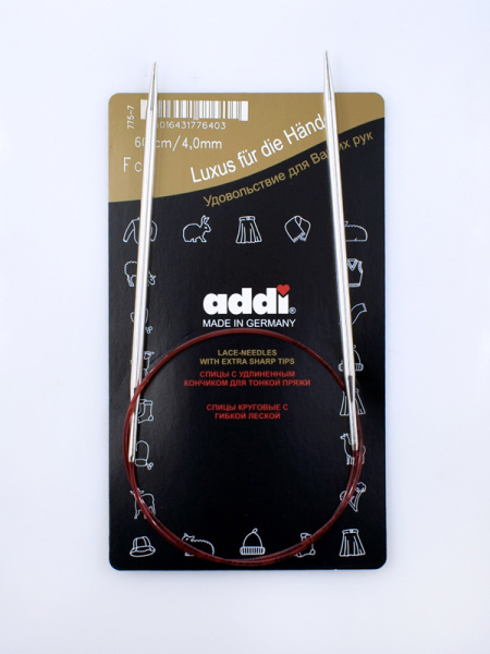 Спицы круговые с удлиненным кончиком, addiClassic Lace №4, 60 см. Арт 775-7/4-60